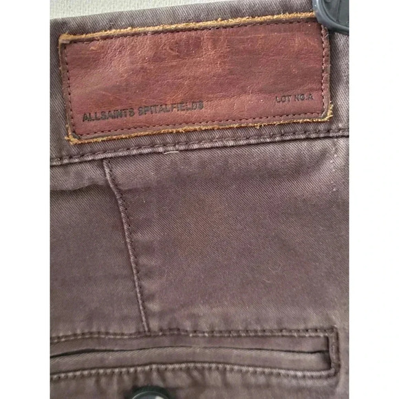 Allsaints Spitalfields Brown Slim Fit Pants Size 4 1J - Picture 6 of 6